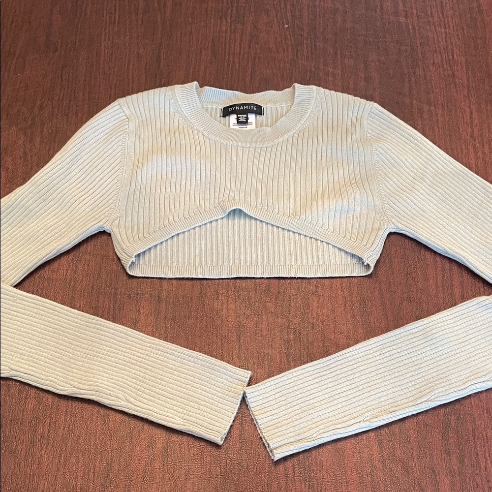 Dynamite Light green Ribbed Crop sweater shrug